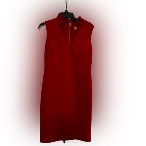 NWT Calvin Klein Ruffle Sleeveless V Neck Sheath Dress